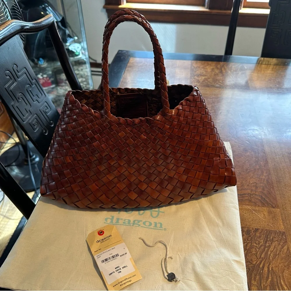 Dragon Diffusion Woven Leather Satchel in Warm Brown - Picture 2 of 7